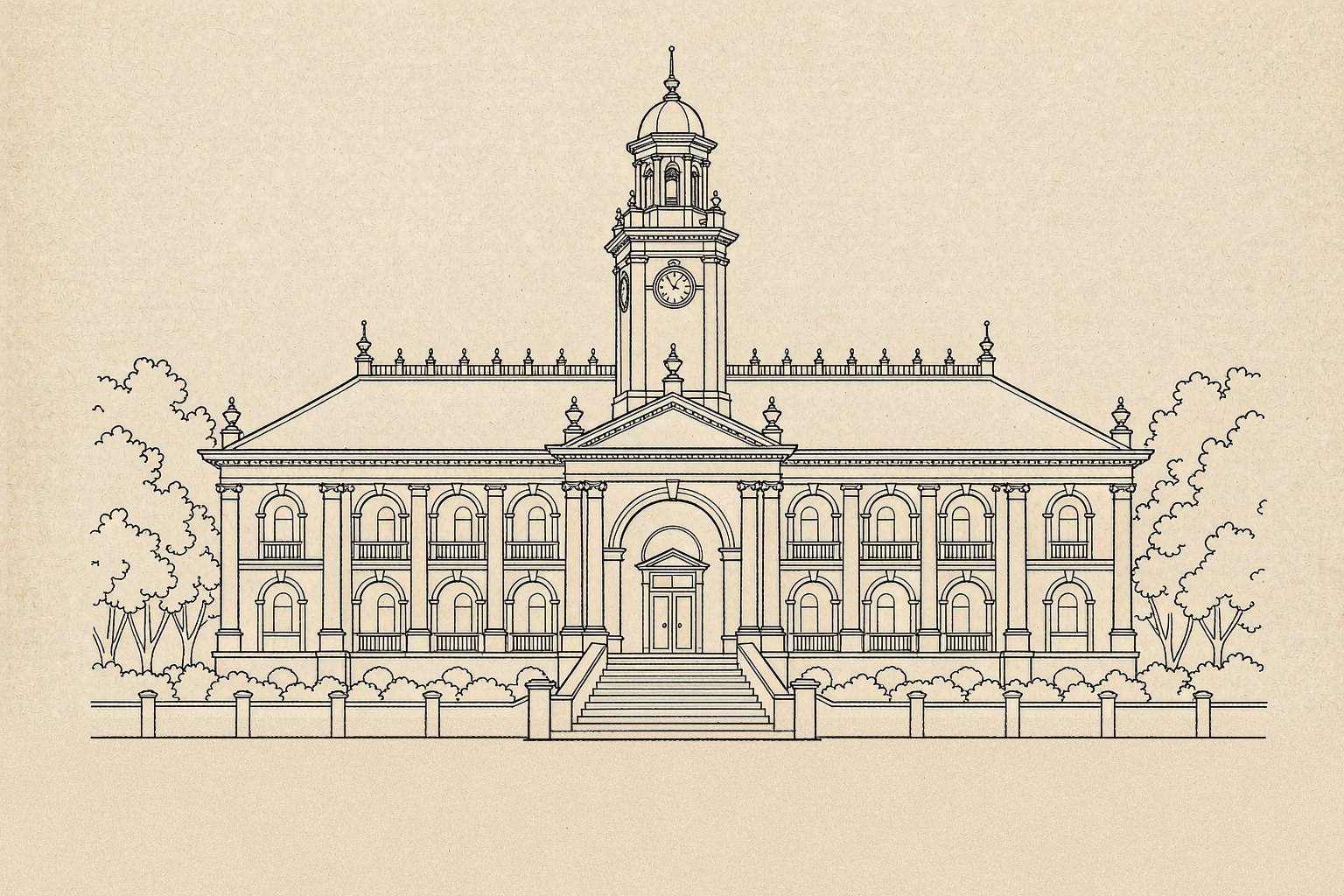 香港大学校园插画