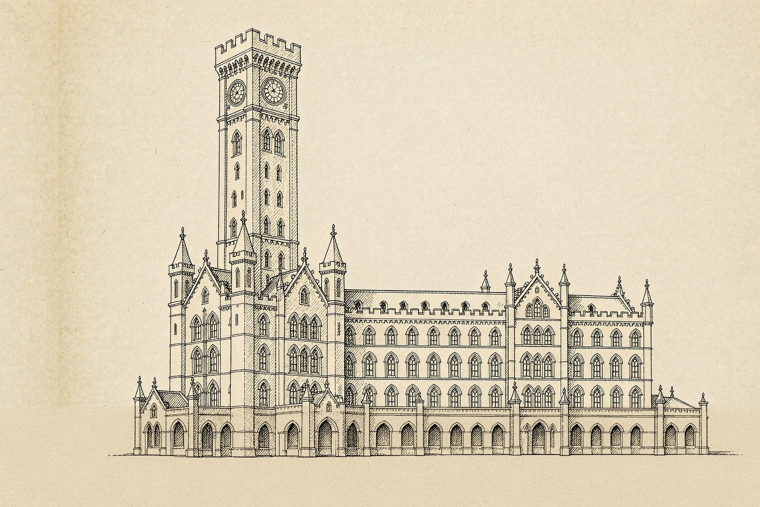帝国理工学院校园插画