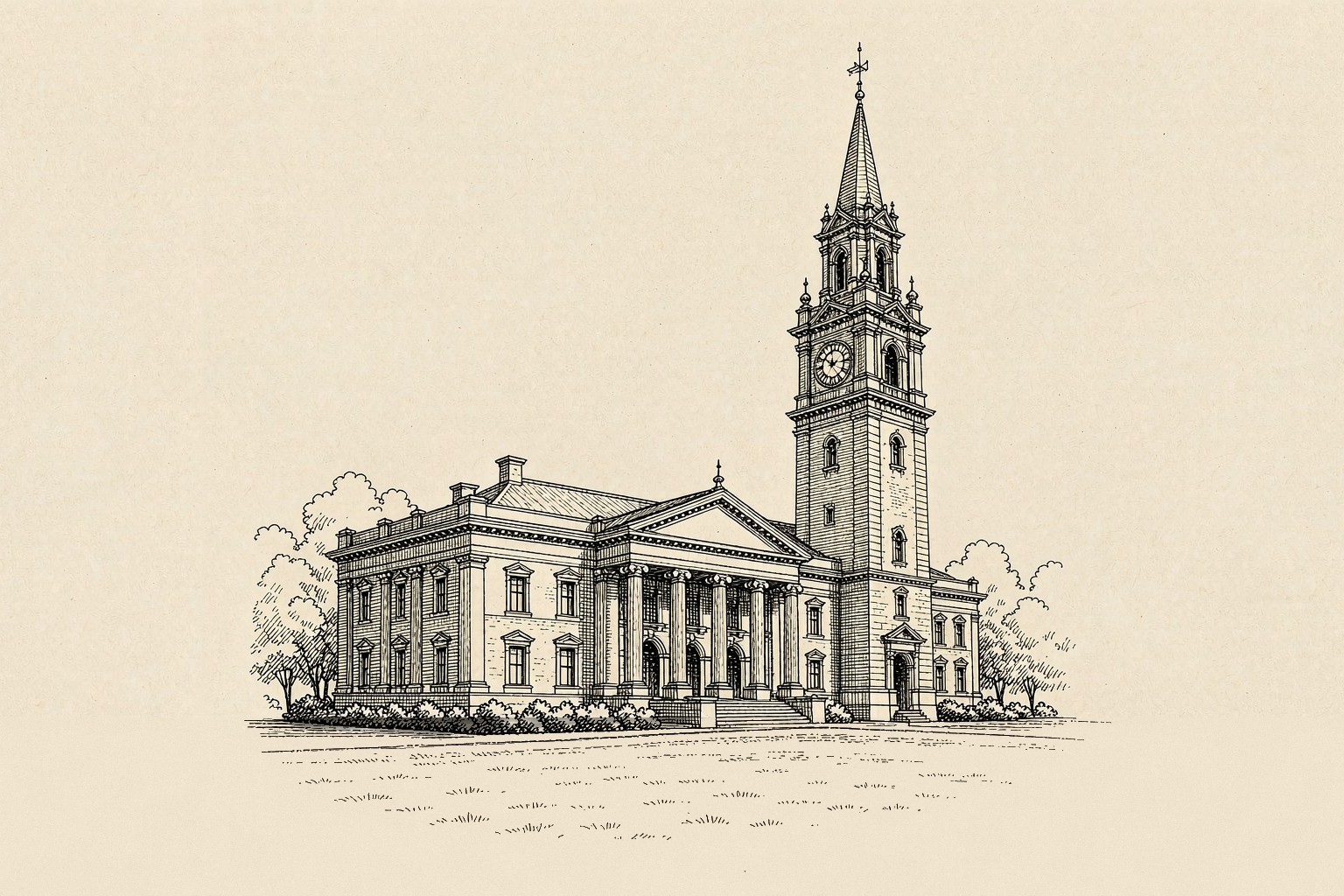 墨尔本大学校园插画