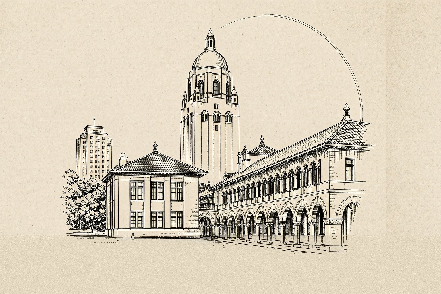斯坦福大学校园插画